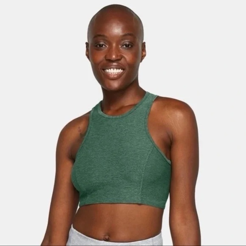 Outdoor Voices Womens Athena Compress Crop Top Green | Size Small